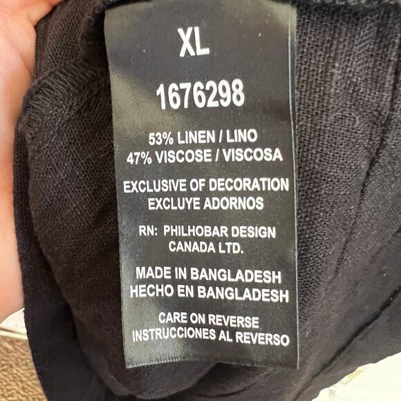 Original Nicole Miller Black Linen Dress Minimalist Classic 90s Quiet Luxury XL - Picture 5 of 7